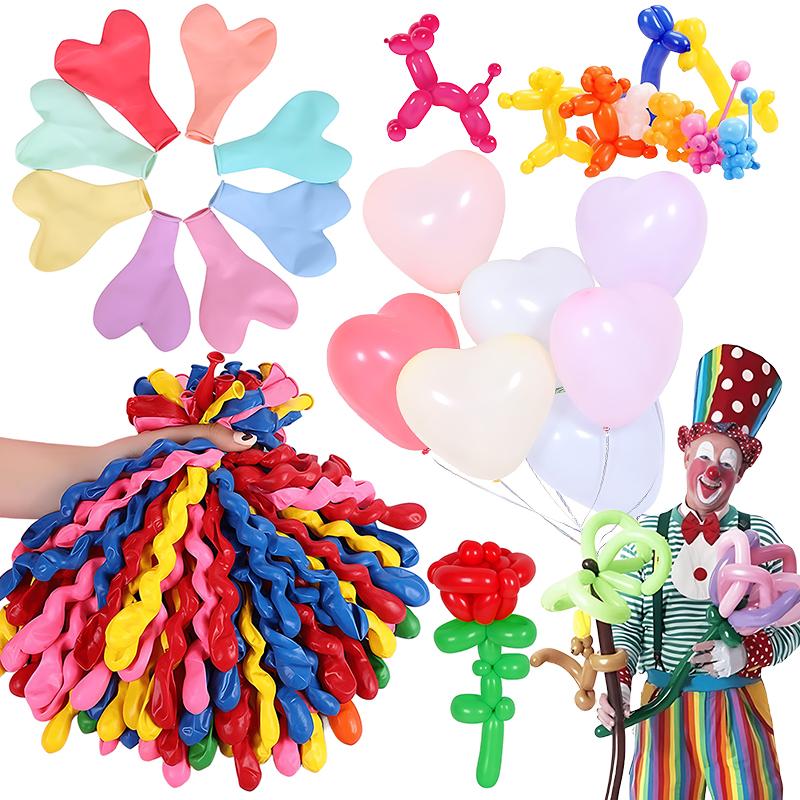 100 Stück Ballons in zufälliger Farbe mit aufblasbarem Gerät, spiralförmig, lang, Macaron, Herzform, Latexballon, Hochzeit, Geburtstagsparty-Dekorationen ZYF