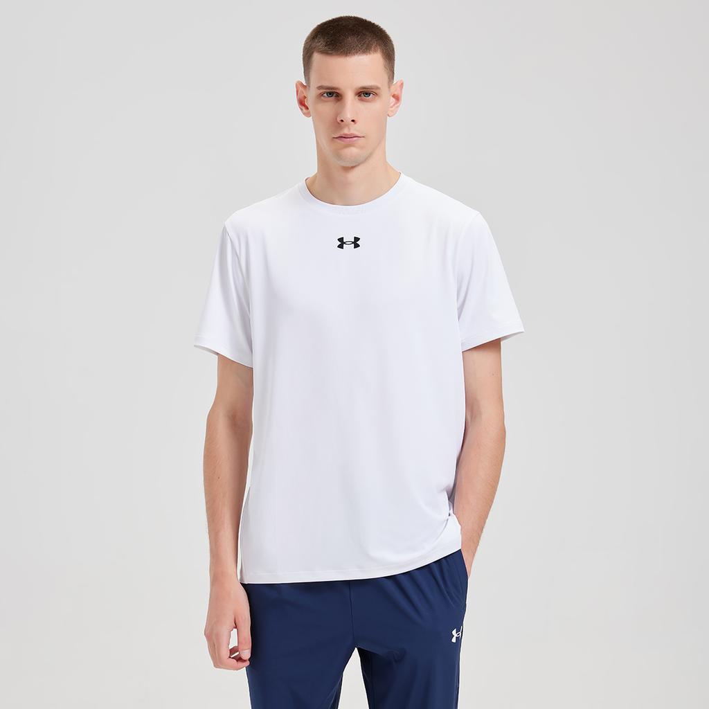 Under Armour Casual Breathable Quick-Dry Loose Round Neck Short Sleeve T-Shirt Unisex Tops White 25500505-100