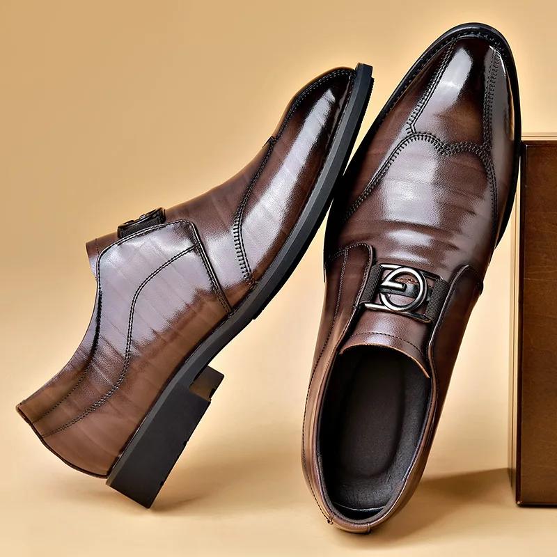 Fashion Men Dress Shoes Patent Leather Brogue Shoes for Male Formal Wedding Party Office Shoes
