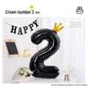 40-Inch Black Crown Number Balloons - Birthday Photo Props & Party Decor
