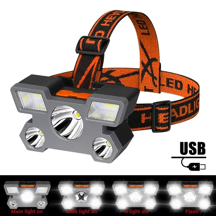 

1000LM Led Headlamp Type C Rechargeable High Power Flashlight Built in 18650 Battery Outdoor Emergency Camping Fishing Headlight