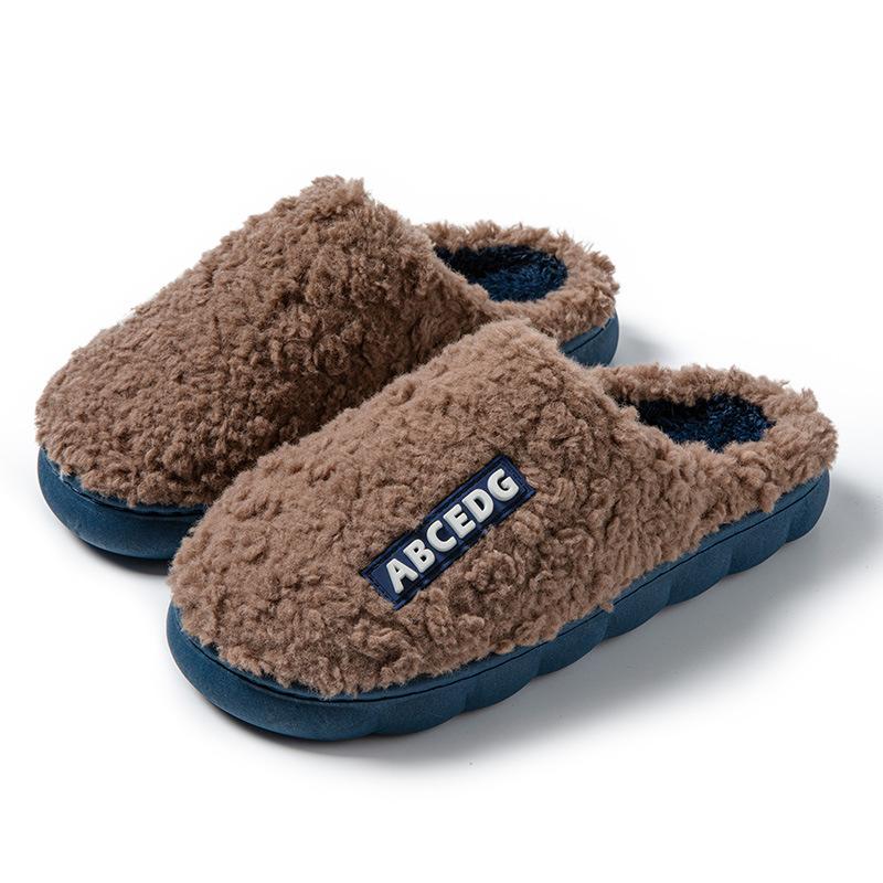 Cotton Slippers for Women At Home In Winter Indoor Home Non-slip Spring and Autumn Warm Plush Couple Winter Men