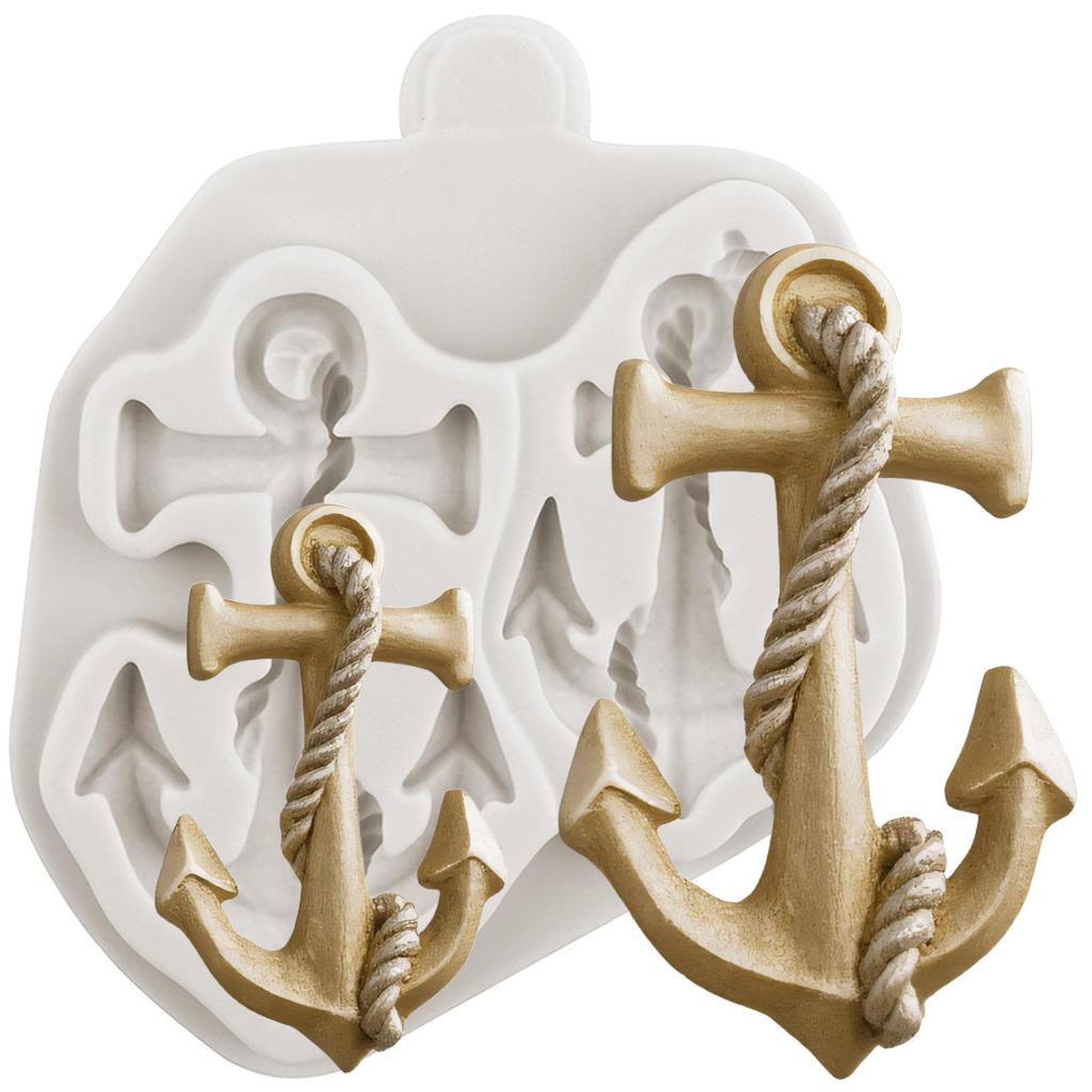 Ship Anchor Silicone Molds Anchor Lighthouse Rudder Fondant Mold Cake Decorating Tools Cupcake Topper Chocolate Candy Craft Gum Paste Polymer Clay