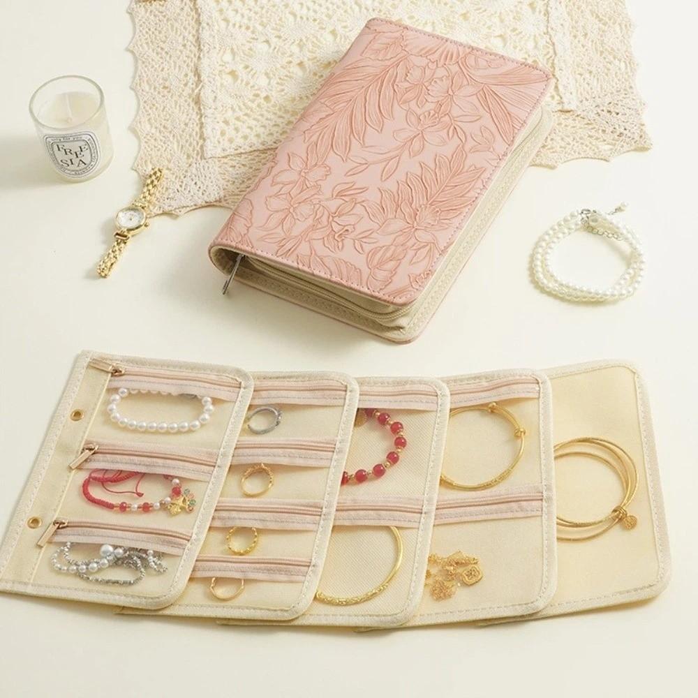 Zipper Jewelry Storage Bag Embroidery Pattern Jewelry Book Elegant Jewelry Pouch Travel