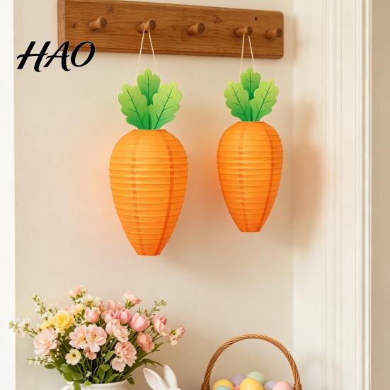 Easter Carrot Paper Lanterns Lantern, Hanging Decor for Kindergarten Classroom, Indoor Party Ceiling Decorations Kids Birthday Suspended Ornament,