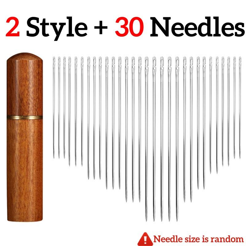 30PCS Side Hole Blind Sewing Needles Stainless Steel Quick Automatic Self-Threading Needles DIY Hand Sewing Needles Accessories
