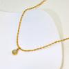 Simple Temperament Dongling Jade Green Bean Titanium Steel Necklace Jade Bead Chain Retro Collarbone Chain Female