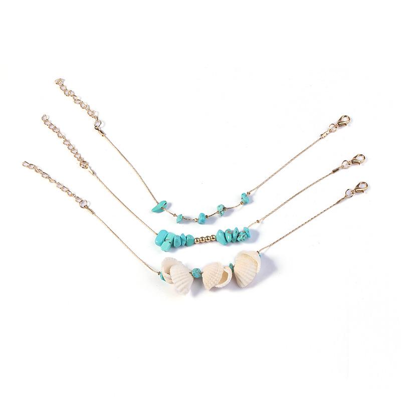 Fashionable Shell  Leaf Double Layer Bracelet: Simple, Creative, Thick Chain Design, Versatile Japanese-Korean Style