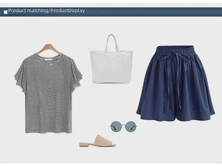 Chiffon-Shorts mit weitem Bein für Damen in Übergröße – Sommer-Shorts mit elastischer Taille, lässiger koreanischer Stil