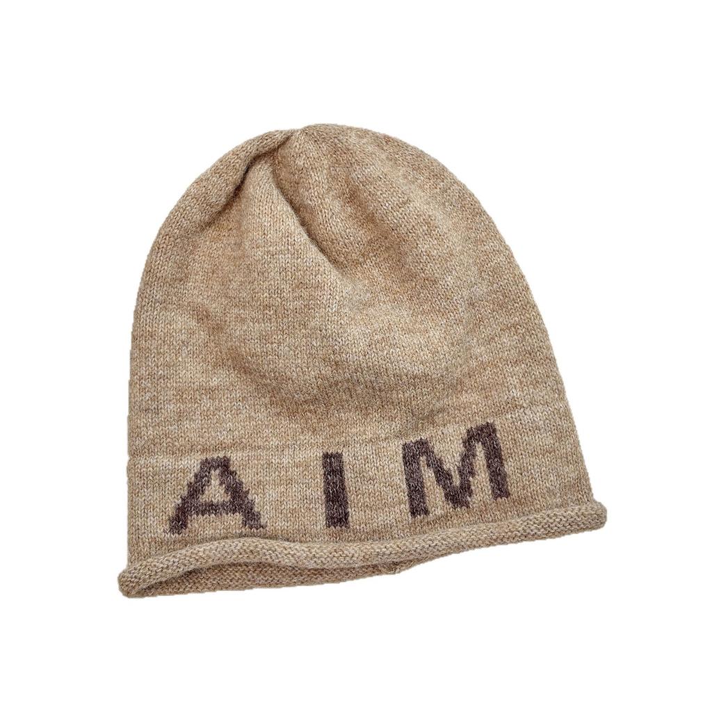 ins letter knitted bag hat women's autumn and winter fashion travel versatile pullover hat big head circumference cold hat