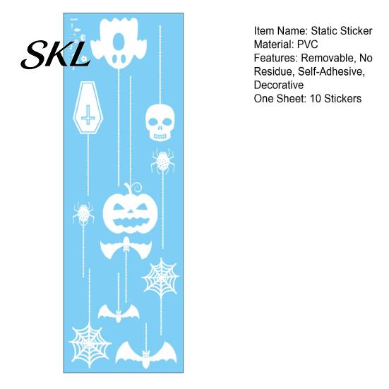 Halloween Window Cling Static Clings, Removable Ghost Pumpkin Bat Spider Web Stickers, No Residue Decor Self-Adhesive Glass Decor, Holiday Decals for
