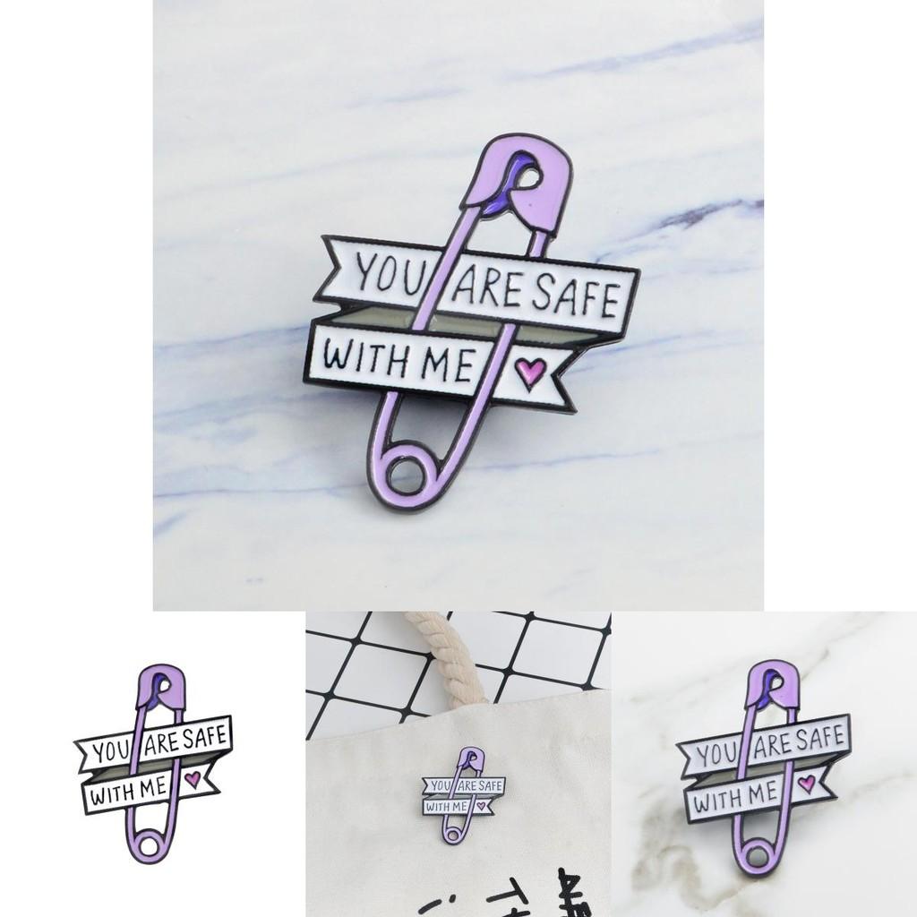 Minimalist Cartoon Trendy Ins Style Purple Letter Brooch Creative Unique Geometric Accessory Pin