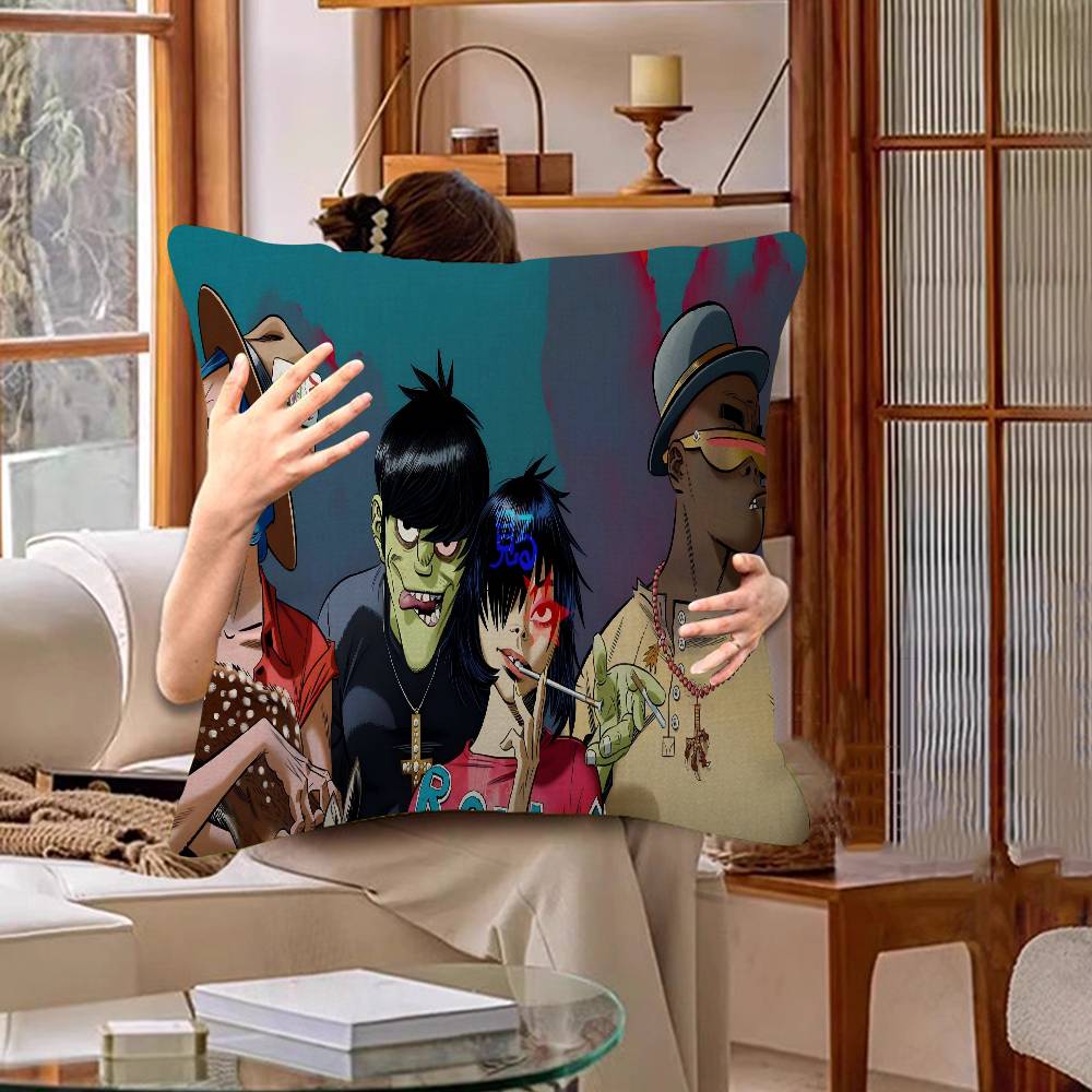 Retro Music Gorillaz Good Quality Anime Office Cushion Pillowcase Car Cushion Cover45X45CM Lumbar Pillowcase Sofa Pillowcover