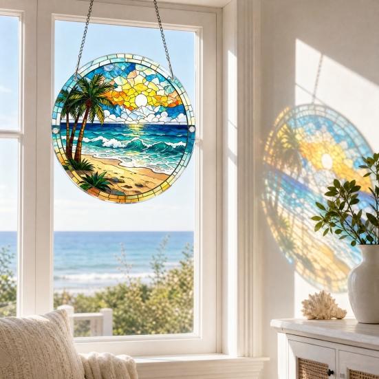 Akrylowa Dekoracja Suncatcher z Puzzle, Witrażowa Ozdoba Wisząca na Drzwi/Okno, Wisior Rękodzieła Puzzle DIY dla Dorosłych, Entuzjastów Puzzle