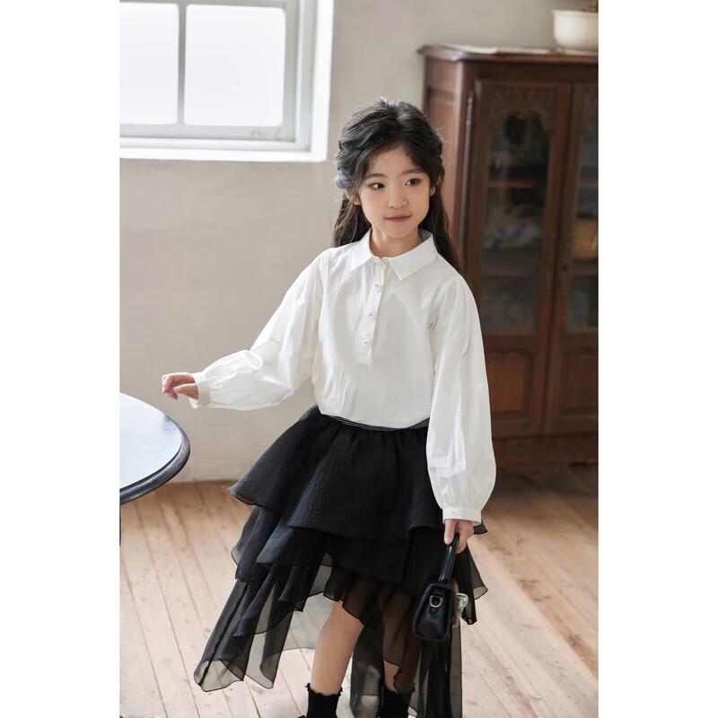 LUSON Girls' Floral Half-Placket Casual Shirt