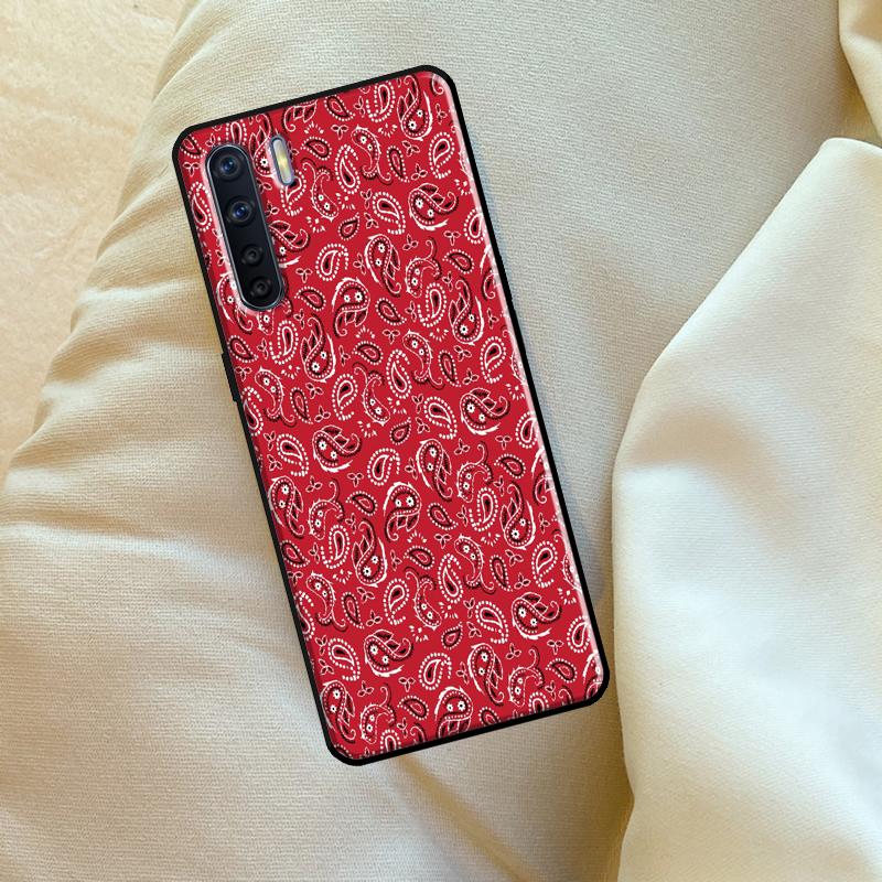 Red Bandana Paisley Case For Oppo A98 A78 A18 A38 A58 A5 A6 Pro A54 A74 A94 A17 A57 A80 A60 A40 A96 A76 A16 A15