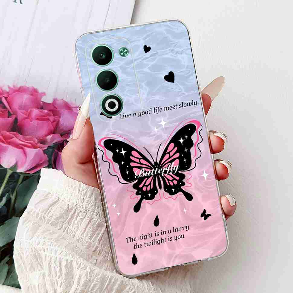 For Oppo A5 5G Global 6.67" Case Fashion Rose Butterfly Soft Silicone TPU Cover For Oppo a5 A5 2025 CPH2735 Phone Casing Coque