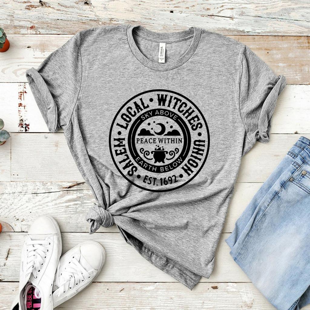 Local Witches TShirt Halloween Shirt Salem Local Witches Union T Shirts Unisex Vintage Aesthetic Clothes Harajuku Graphic Tees