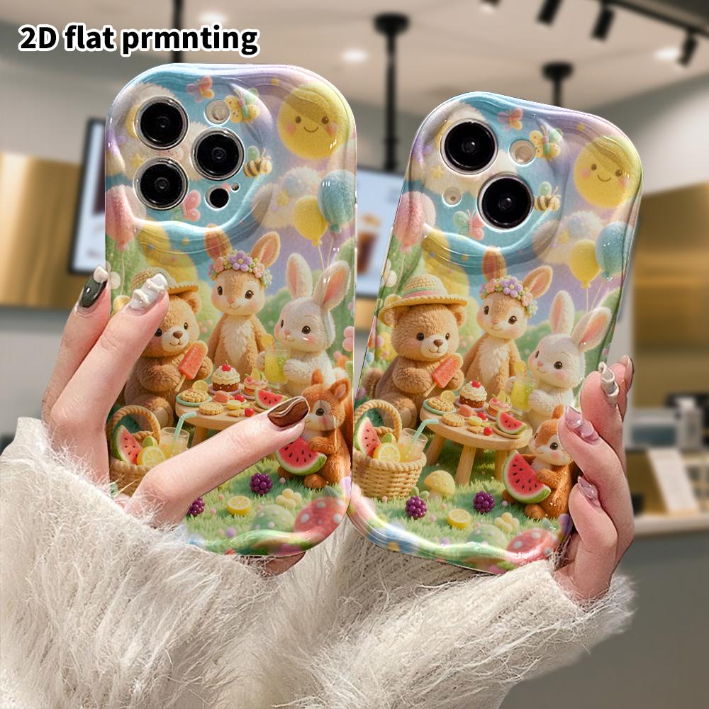 Phone Case: 2D Flat, Suitable for iPhone 18, 17, 16, 15, 14, 13, 12Pro Protective Case, Little Animals' Picnic, Perfect Christmas and Halloween Holida