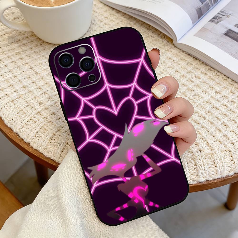 A-Angel Dust-t H-Hazbin Phone Case For iPhone 17,16,15,14,13,12,11 Plus,Pro Max,XS,Soft Silicone Black Cover