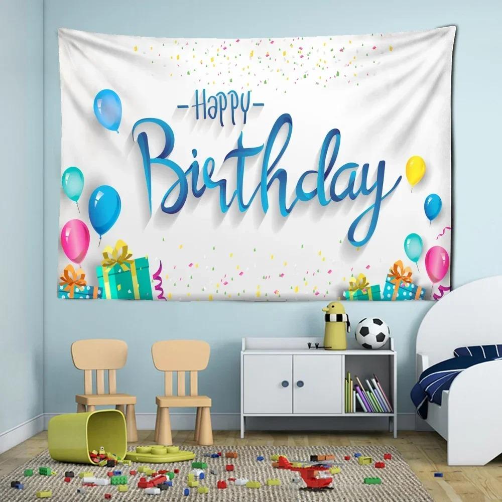 Happy Birthday Pattern Tapestry Office Living Room Tapestry Home Wall Decoration Tapestry