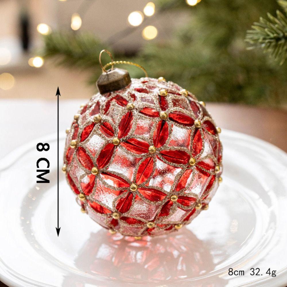Durable Glass Christmas Ball Set 8cm 6 Colors Xmas Ornament Ball Suspensable Xmas Baubles Party
