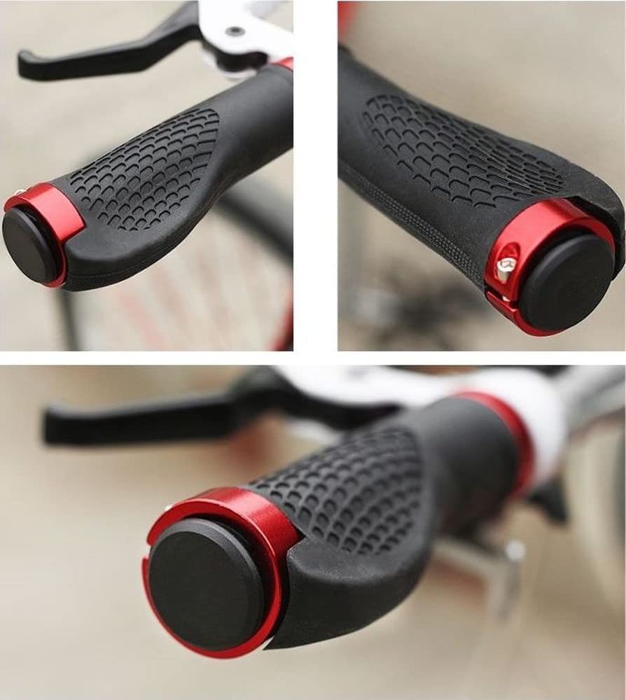 Beatus Ergonomic Handlebar Grips for Mountain Left and Right Rubber Type A Bikes, Set, Grips, (Red)