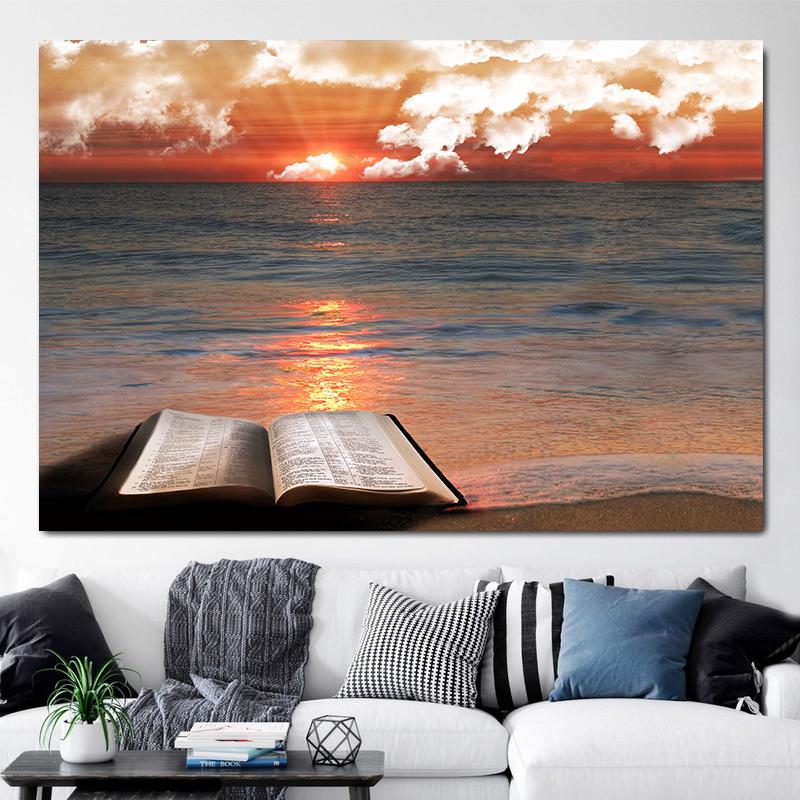 

Винтажная Святая Библия, холст, картина, настенное искусство, религиозные христианские плакаты и принты, крест, Настенный декор для декора гостиной 40x50cm No Fram