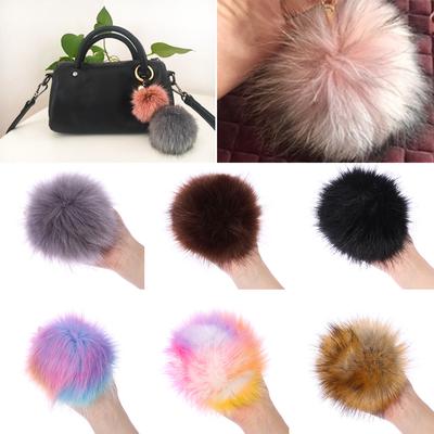15cm Big Pom Beanies Cap Skullie Knitted Hat Imitation Fur Pompom
