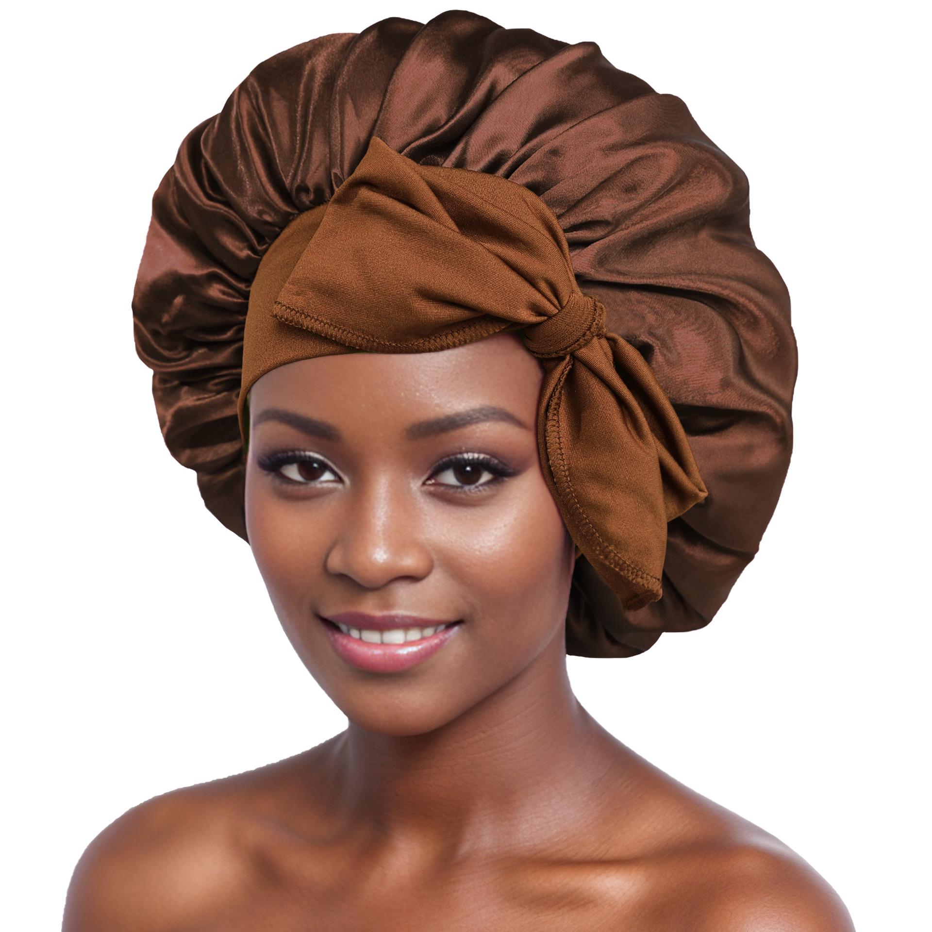 Silk Satin Nightcap with Wide Brim Bow Diameter 36cm