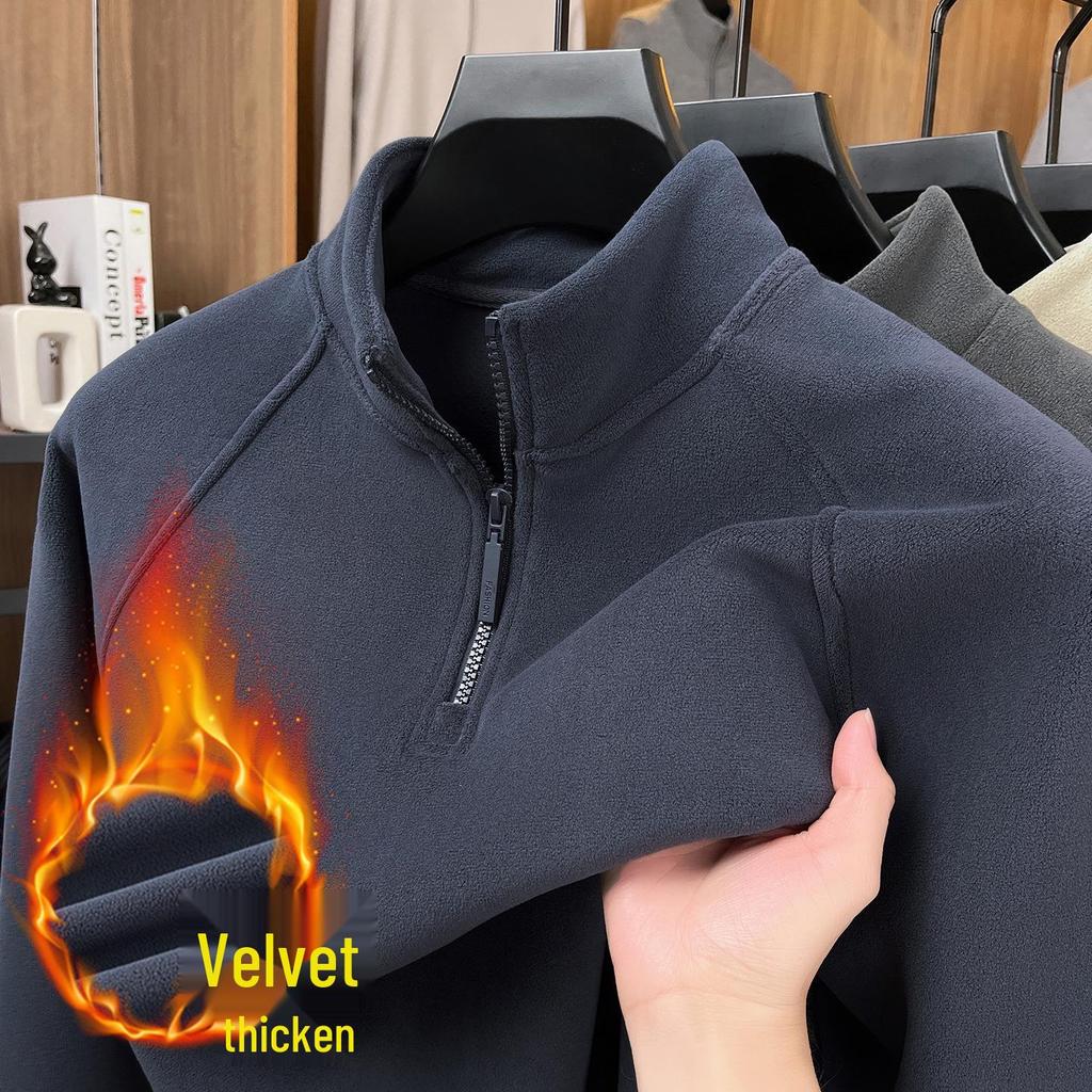 Men's Winter Double-Sided Fleece Half-Zip Long-Sleeve T-Shirt (2025 Collection)