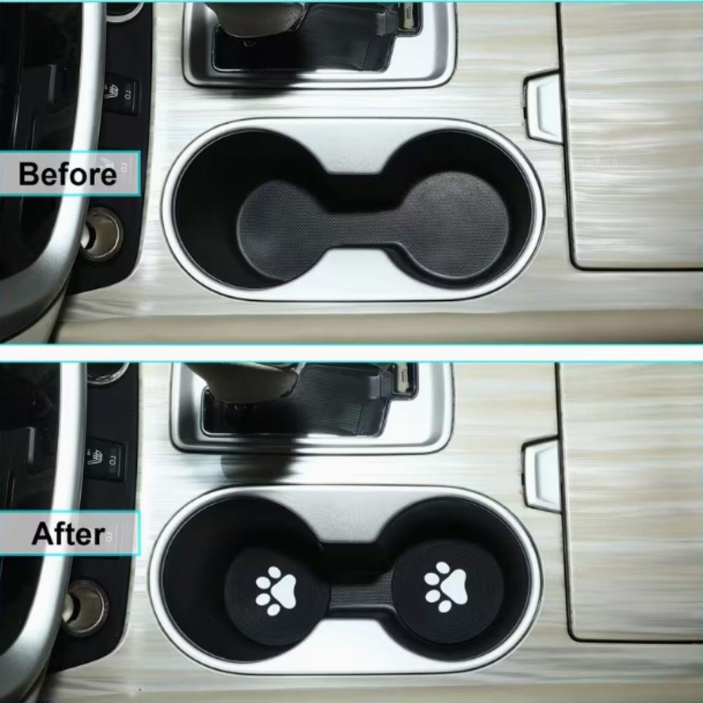 4pcs Strong Wear-Resistan Car Cup Holder Coaster Paw Print Design Universal Cup Mats  Most Vehicles