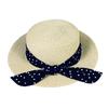 Flat top hat women's summer elegant polka dot straw hat seaside beach sun protection sun hat British top hat fresh sun hat