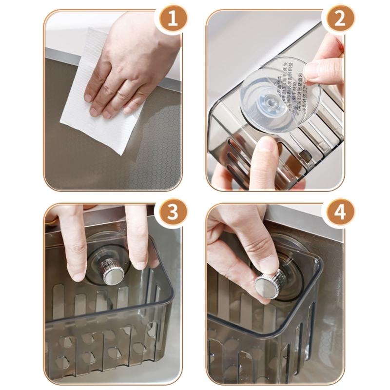 Plastic Sink Edge Storage Rack Featuring Strong Suction Cups for Efficient Dishcloth Drying and Countertop Organization