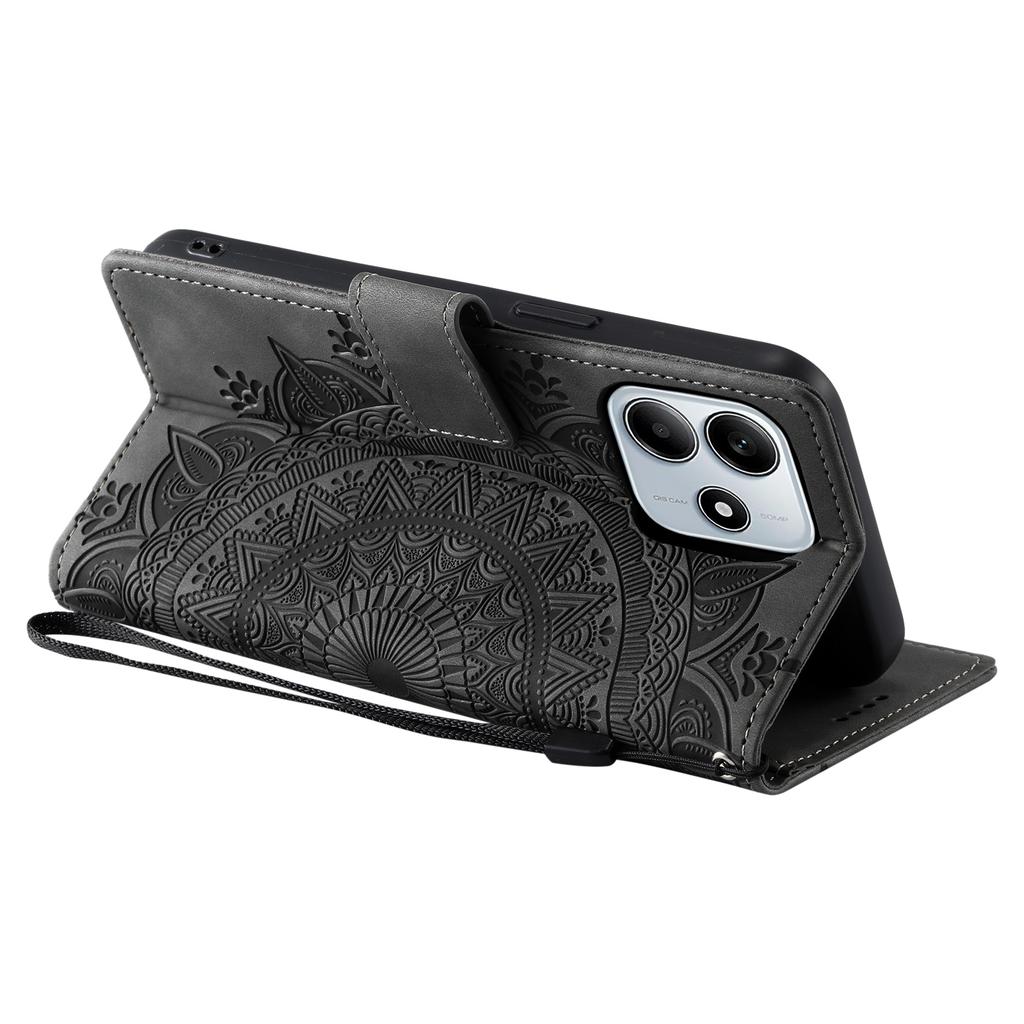 Styl 018 Etui dla Xiaomi Redmi Note 14 5G z nadrukowanym totemem, skórzane etui portfelowe w dotyku skóry