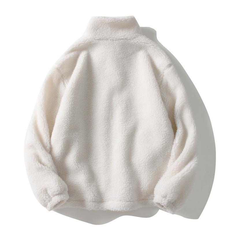 Korean Style Trendy Loose Lambswool Men's Casual Winter Jacket with Zipper