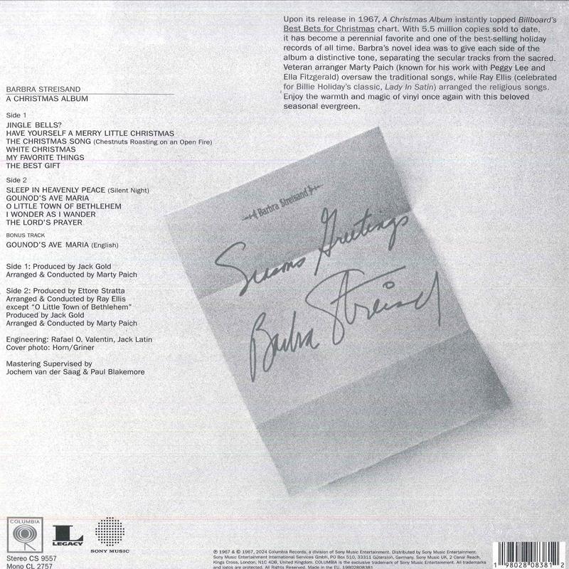 

LP Record BARBRA STREISAND - A Christmas Album 19802808381 Columbia 2024 Europe Pop