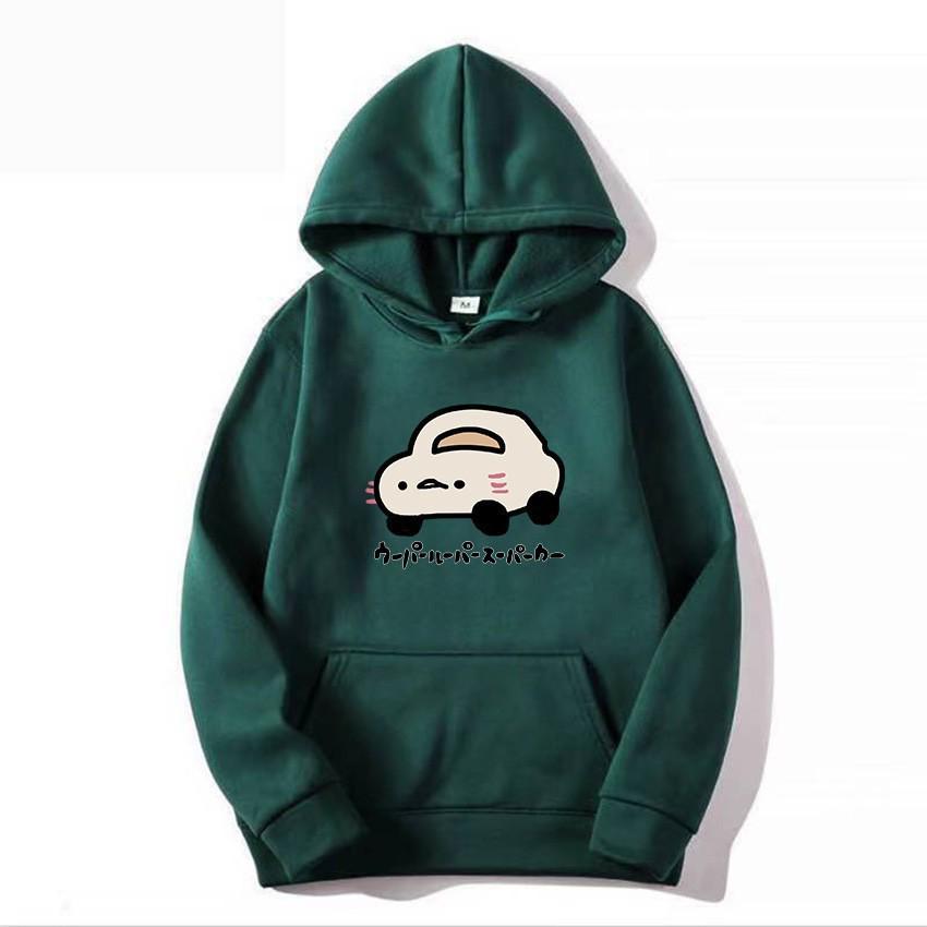 Autumn Winter Japanese Harajuku Loose Fit Hooded Sweatshirt with Supercar Print