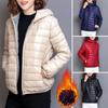 Women Fall Winter Coat Padded Hooded Thick Long Sleeve Warm Solid Color Smooth Slim Fit Zipper Closure Pockets Cardigan Lady Cotton Coat Jacket