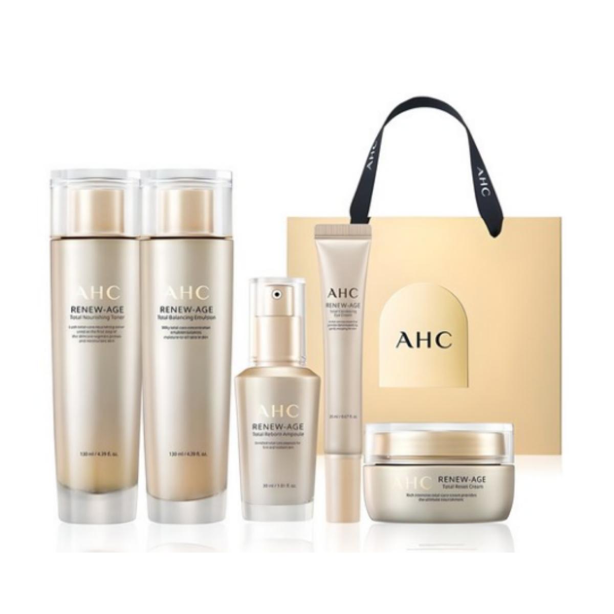 

AHC Renewage Полный подарочный набор из 4 предметов — Тонер 130 мл + Эмульсия 130 мл + Крем 50 мл + Ампула 30 мл + Крем для глаз 20 мл (1 комплект)