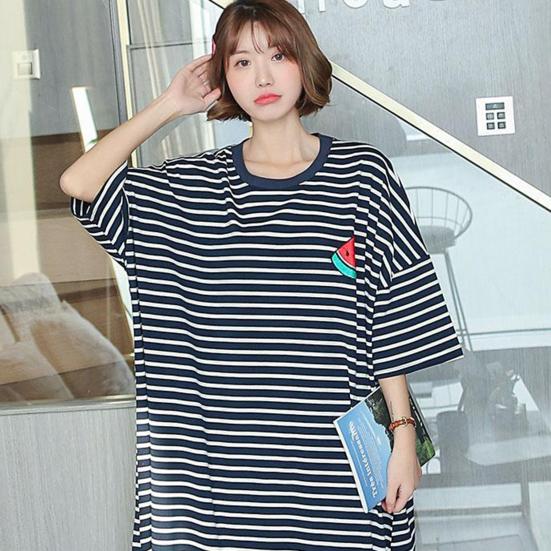 Cămașă de noapte de vară pentru femei, dormit confortabil, model dungi anti-pastă, halat de noapte pentru femei, haine pentru femei