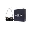 Coach Borsa a tracolla Waverly 24 con chiusura a doppio giro in pelle a grana naturale, taglia media da donna, colore nero CDZ20-B4BK