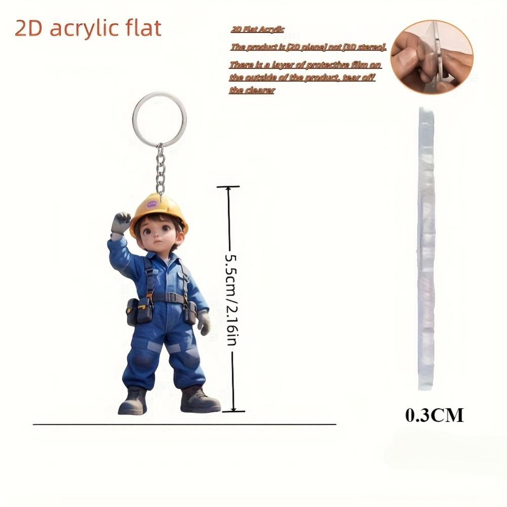 Cute Engineer, 2D Flat Acrylic, Pendant, Suitable for Backpack, Keychain, Gifts, Christmas, Halloween