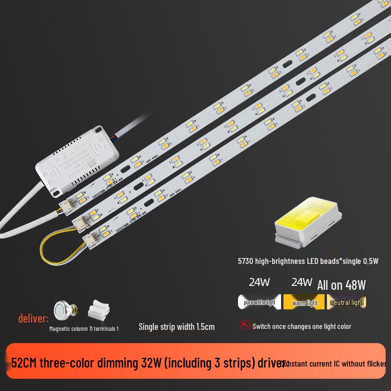 Three-Color LED Strip Light Panel for Living Room Ceiling