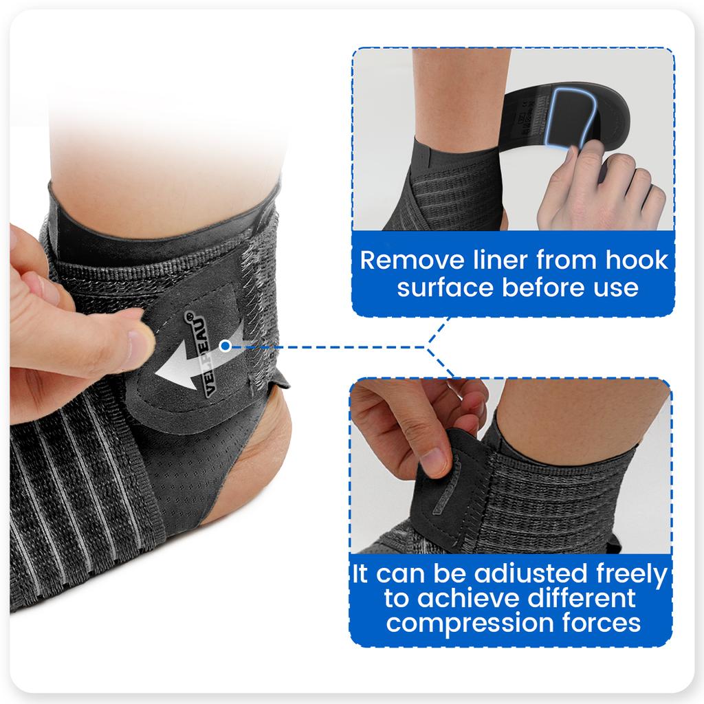 Velpeau Ankle Support Brace, Ankle Compression Sleeve With Adjustable Strap For Sports, Running, Cycling And Plantar Fasciitis