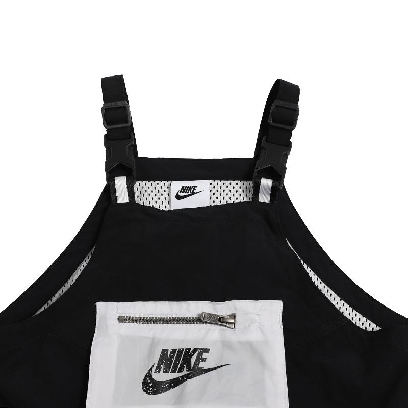 Nike Dětské Nsw Šaty Utility Tkané Logo Popruhové Šaty Dětské Šaty Černé DD7227-010