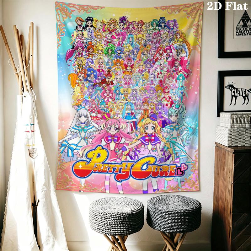 Pretty Cure Wall Tapestry Aesthetic Wall Hanging Printed Fabric Blanket Decorative Tapestries for Bedroom Living Room Home Decor