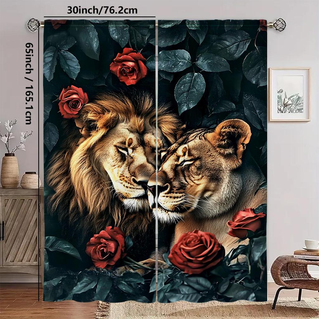 Set of 2 Thermal Noise-Reducing 3D Printed Curtains for Bedroom or Living Room, Light-Filtering with Rod Pocket.