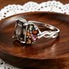 Natürlicher Rauchquarz, Turmal 925 Silberring für Damen, Eleganter Luxus Edelsteinschmuck, Jubiläumsbankett, Hochzeitsgeschenk