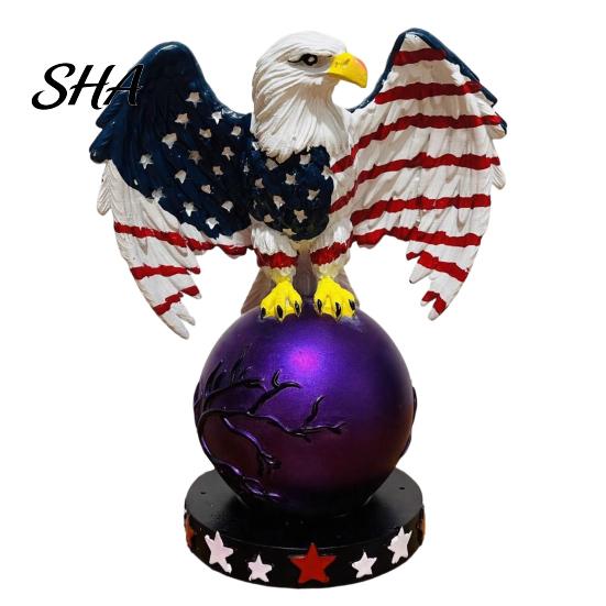 Wildlife Themed Lamp Perched Eagle Ball Lamp, Bird Resin Light Sculpture, USB Powered Ambient Lighting, Home Decor Hand-Painted Statue Tabletop
